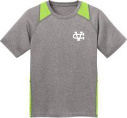 Sport-Tek Youth Heather Colorblock Contender Tee, Heather/Lime Shock